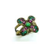 Mariana Ring Green and Purple Flower Shape Swarovski Crystal My Treasures Collection - Image 2