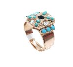 Mariana Ring Black Diamond & Blue Austrian Crystals Zanzibar Africa Coll.