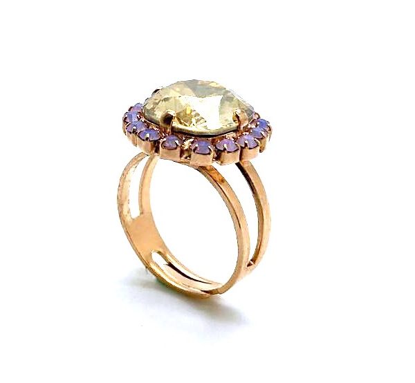 Mariana Ring Beautiful Yellow & Purple Swarovski Crystals My Treasures Coll.