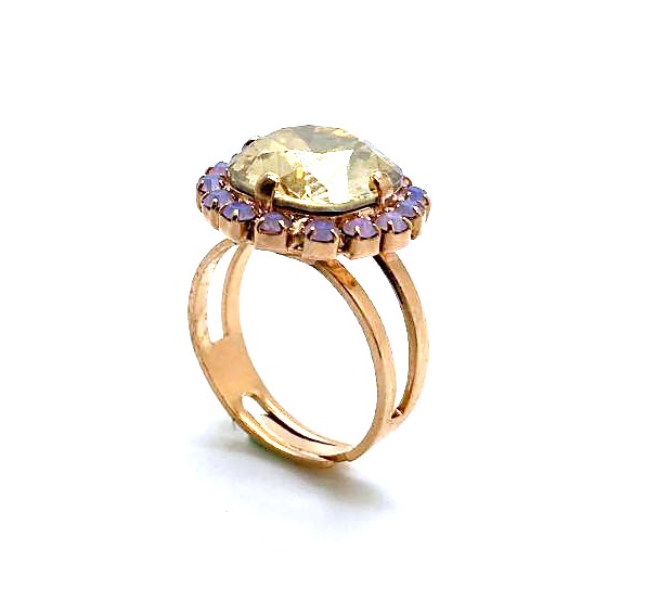 R-7080-4-216395-RG (1) Mariana Ring Beautiful Yellow & Purple Swarovski Crystals My Treasures Coll. - Image 1