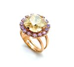 Mariana Ring Beautiful Yellow & Purple Swarovski Crystals My Treasures Coll. - Image 2