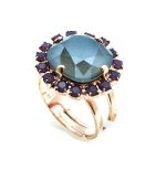 Ring By Mariana Woman Cyclamen Opal and Dark Gray Swarovski Crystals - Image 3