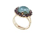 Ring By Mariana Woman Cyclamen Opal and Dark Gray Swarovski Crystals - Image 2