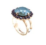 Ring By Mariana Woman Cyclamen Opal and Dark Gray Swarovski Crystals