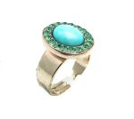 Ring By Mariana Woman Beautiful Turquoise Mineral and Peridot Swarovski Crystals