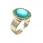Ring By Mariana Woman Beautiful Turquoise Mineral and Peridot Swarovski Crystals