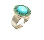 Ring By Mariana Woman Beautiful Turquoise Mineral and Peridot Swarovski Crystals - Image 3