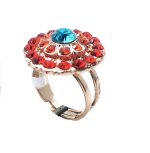 Ring By Mariana Serengeti Africa Coll. Orange & Aqua Flower Shape Swarovski Crystals - Image 3