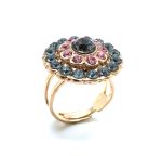 Mariana Ring Light Rose & Silver Night Swarovski Crystals Madagascar Africa Coll.