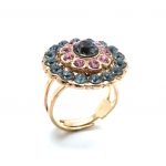 Mariana Ring Light Rose & Silver Night Swarovski Crystals Madagascar Africa Coll.