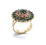 Mariana Ring Light Rose & Silver Night Swarovski Crystals Madagascar Africa Coll. - Image 3
