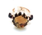 Mariana Ring Smoke Topaz & Amethyst Swarovski Crystals My Treasures Coll. - Image 2