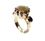 Mariana Ring Smoke Topaz & Amethyst Swarovski Crystals My Treasures Coll.