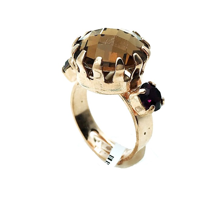 R-7133-1-204221-RG (2) Mariana Ring Smoke Topaz & Amethyst Swarovski Crystals My Treasures Coll. - Image 1