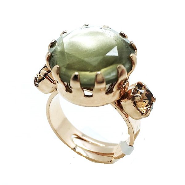 Mariana Ring Olive Green and Smoke Topaz Swarovski Crystals My Treasures Coll.