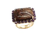Ring By Mariana Woman Beautiful Brown and Cyclamen Opal Swarovski Crystals - Image 3