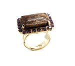 Ring By Mariana Woman Beautiful Brown and Cyclamen Opal Swarovski Crystals - Image 2