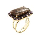 Ring By Mariana Woman Beautiful Brown and Cyclamen Opal Swarovski Crystals