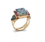 Mariana Ring Light Rose & Indian Sapphire Swarovski Crystals Madagascar Africa Coll. - Image 2