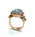 Mariana Ring Light Rose & Indian Sapphire Swarovski Crystals Madagascar Africa Coll. - Image 3