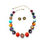 Mariana Jewelry Set Turquoise & Purple, Yellow, Blue, Orange, Green Austrian Crystals Masai Africa Coll. - Image 3