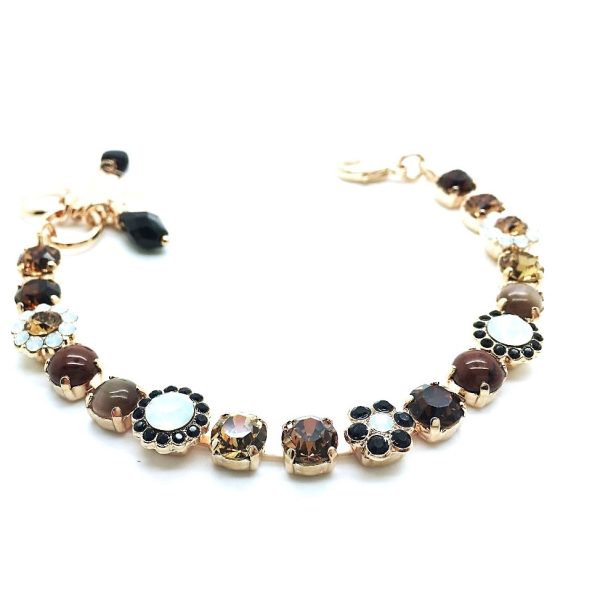 Mariana Bracelet Red Obsidian & Swarowski Crystal Flower My Treasures Coll.