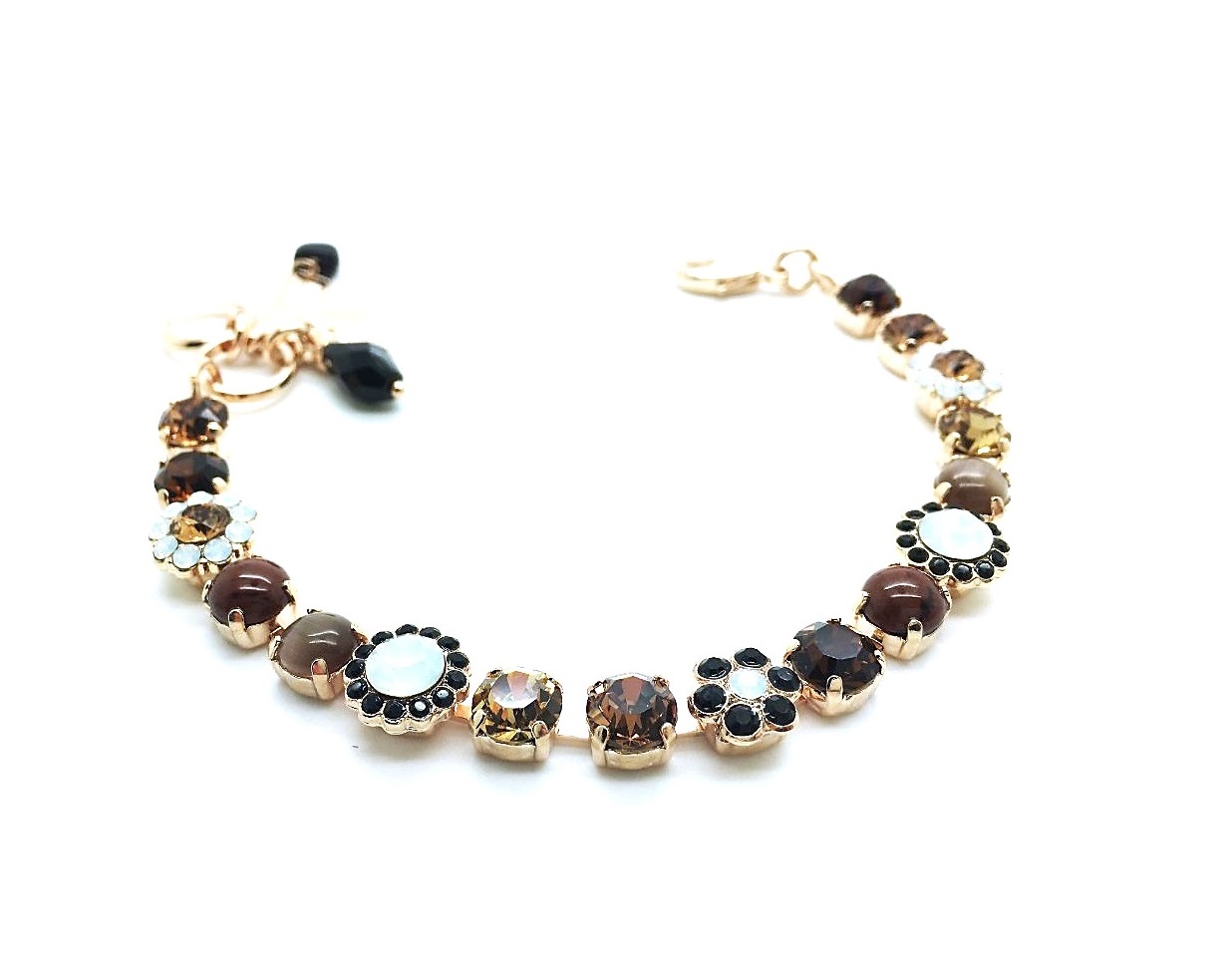 B-4173-3-M1903-RG (2) Mariana Bracelet Red Obsidian & Swarowski Crystal Flower My Treasures Coll. - Image 1