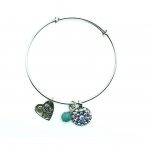 Mariana Bracelet Guardian Angel Calf Silk ,Peach & Light Blue Austrian Crystals Luxury Nirvana Coll. - Image 3