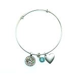 Mariana Bracelet Guardian Angel Calf Silk ,Peach & Light Blue Austrian Crystals Luxury Nirvana Coll. - Image 2