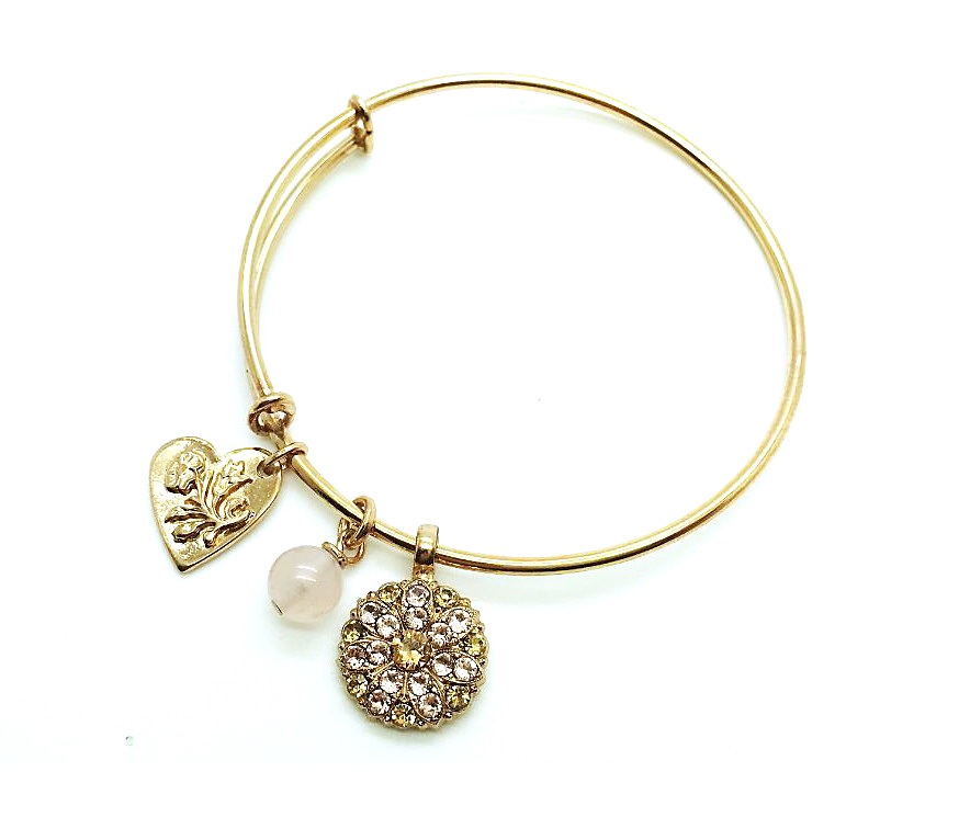 B-4612M-3192-RG (2) Mariana Calf Bracelet Guardian Angel Pink Champagne Austrian Crystals Pink Ice Gypsy Soul Coll. - Image 1