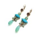 Mariana Earrings Turquoise, Blue & Topaz Swarovski Crystals Rising Sun Dancing The night Away Coll.