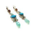Mariana Earrings Turquoise, Blue & Topaz Swarovski Crystals Rising Sun Dancing The night Away Coll. - Image 2