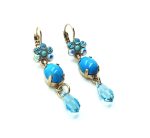 Earrings By Mariana Woman Drop Turquoise Mineral and Light Blue Swarovski Crystals - Image 3
