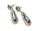 Earrings By Mariana Woman Rich Clear Pink and Smoked Light Blue Swarovski Crystals - Image 3