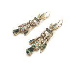 Mariana Earrings Crystal Green,Black Diamond,Champagne & Silk Swarovsky Crystals Luxuary Nirvana Coll.