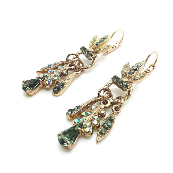 Mariana Earrings Crystal Green,Black Diamond,Champagne & Silk Swarovsky Crystals Luxuary Nirvana Coll.