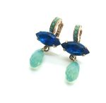 Mariana Earrings Blue Quartz & Pacific Opal Swarovsky Crystals Blue Lagoon Ambrosia Coll.