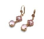 Earrings By Mariana Mood Indigo Caribbean Life Coll. Flower Rose Quartz & Pink Austrian Crystals