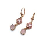 Earrings By Mariana Mood Indigo Caribbean Life Coll. Flower Rose Quartz & Pink Austrian Crystals - Image 3