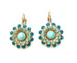 Mariana Earrings Flower Shape Blue Austrian Crystals Zambezi Africa Coll.