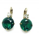 Mariana Earrings Special Green & Clear Round Austrian Crystals My Treasures Coll.