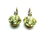 Mariana Earrings Beautiful Round Clear & Light Olive Green Large Austrian Crystals My Treasures Coll. - Image 3
