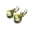 Mariana Earrings Beautiful Round Clear & Light Olive Green Large Austrian Crystals My Treasures Coll.
