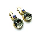 Earrings By Mariana Woman Large Black Diamond  and AB Swarovski Crystals - Image 3