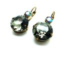Earrings By Mariana Woman Large Black Diamond  and AB Swarovski Crystals