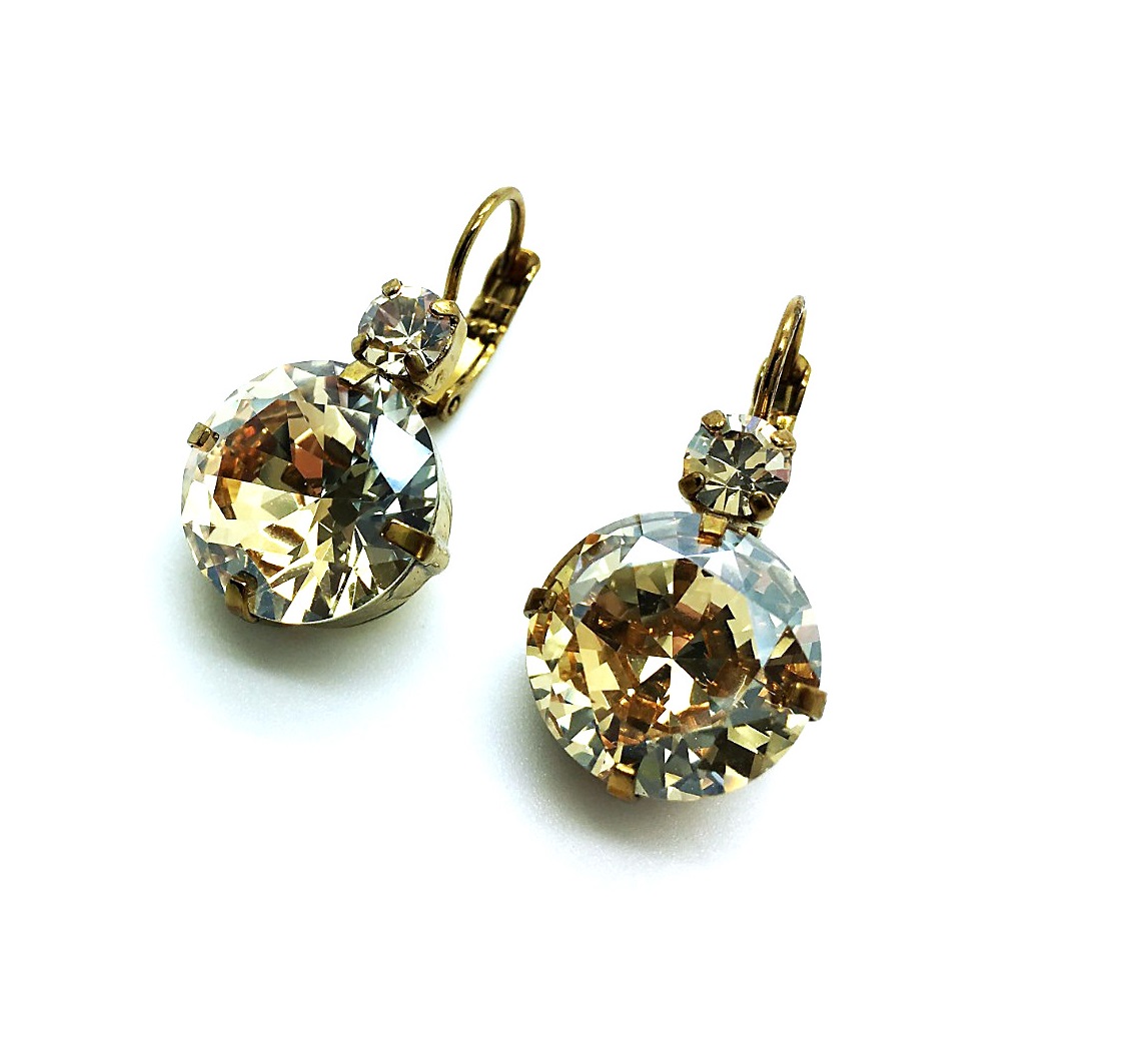 E-1506-216-EG6 (1) Mariana Earrings Beautiful Round Golden Shadow Swarovsky Crystals My Treasures Coll. - Image 1