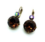 Earrings By Mariana Woman Large Smoked Topaz and AB Swarovski Crystals - Image 3