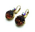 Earrings By Mariana Woman Large Smoked Topaz and AB Swarovski Crystals