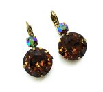 Earrings By Mariana Woman Large Smoked Topaz and AB Swarovski Crystals - Image 2