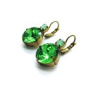 Earrings By Mariana Woman Large Chrysolite Opal and Peridot Swarovski Crystals - Image 3